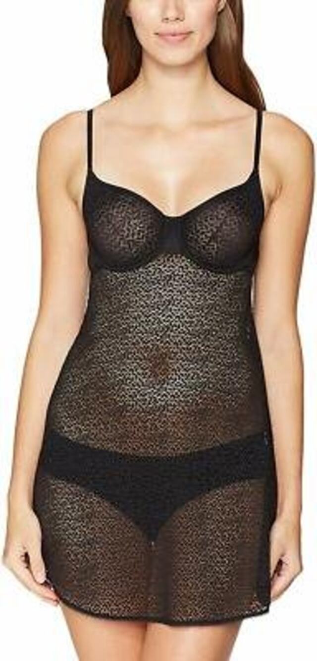 DKNY Sheer Lace Underwire Slip Chemise, Size M
